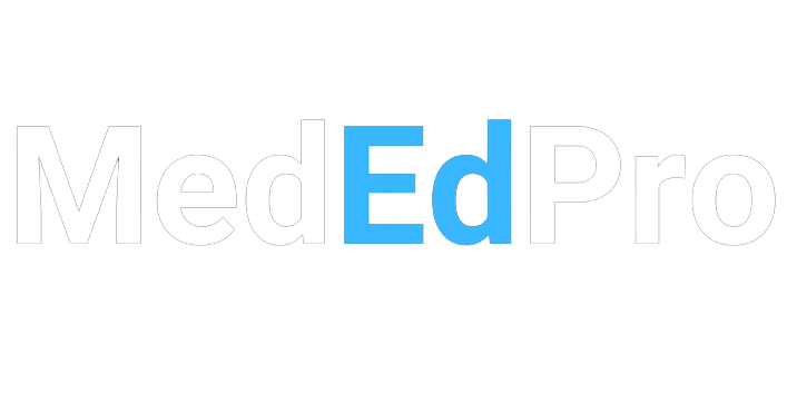 A white logo for MedEdPro
